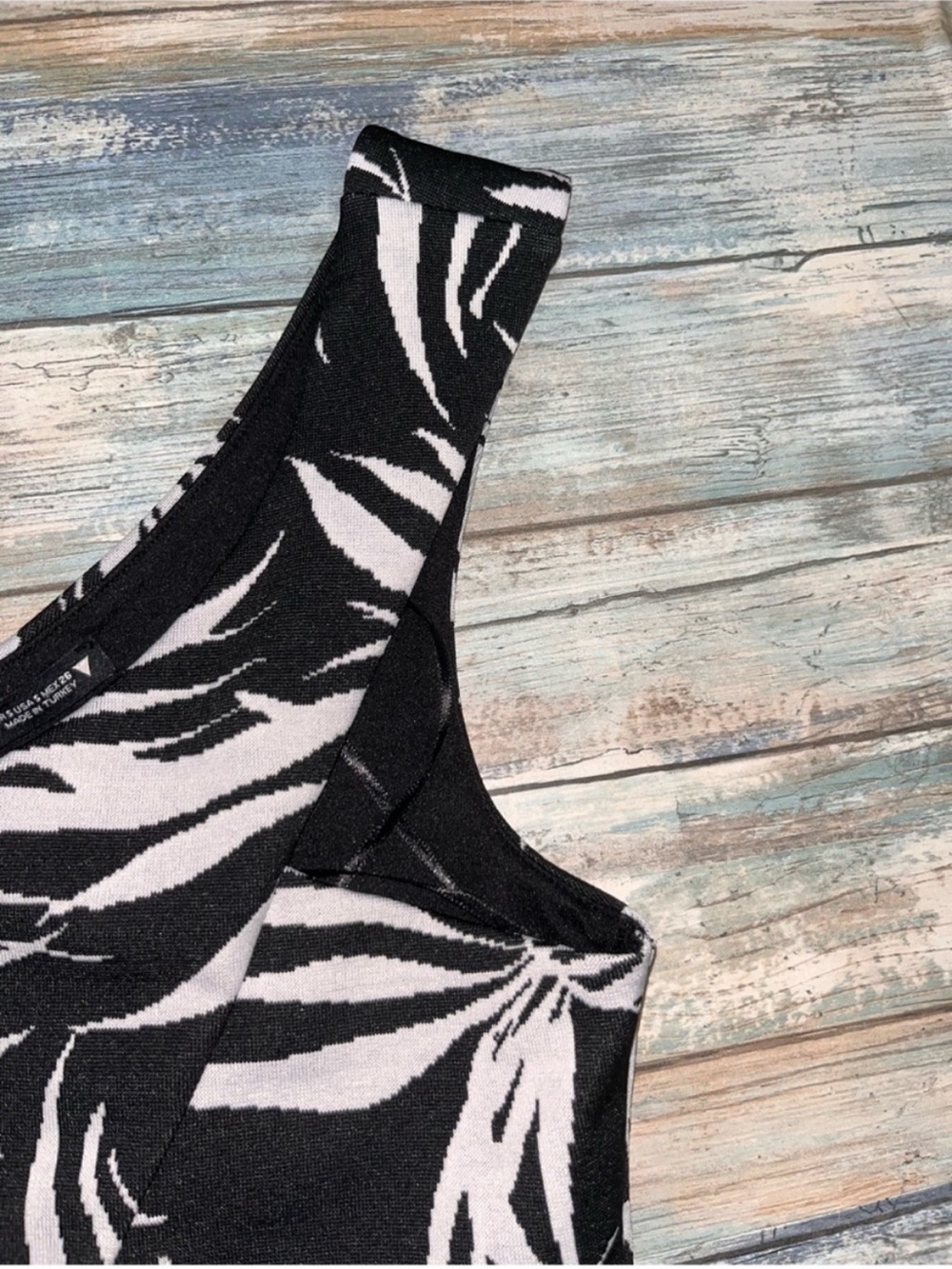 Zara Black White Tropical Palm Print Matching Set Crop Top Pants Small NWT - Picture 4 of 7